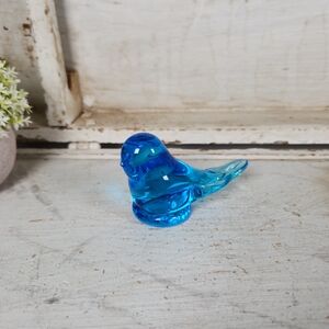Vintage 1983 Leo Ward Bluebird of Happiness Glass Bird- Glass Art- 3.5"